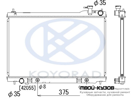 РАДИАТОР ОХЛАЖДЕНИЯ AT С ГОРЛОВИН (KOYO) для Nissan INFINTI FX 35 / 45 (2003-2008)