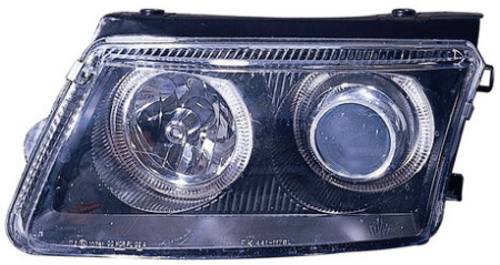 PASSAT ФАРА и УКАЗАТЕЛЬ ПОВОРОТА лев. и прав. (КОМПЛЕКТ) ТЮНИНГОВАН. линзованная с 2 СВЕТЯЩ ОБОДК ПОД КОРРЕКТОР ВНУТРИ черного цвета