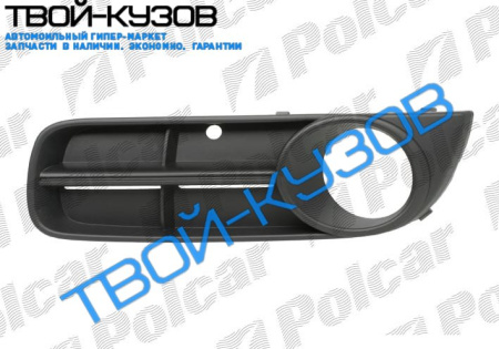 FABIA II (5J), 03.07-04.10 РЕШЕТКА В БАМПЕР ЛЕВАЯ С ОТВ ПОД ПТФ
