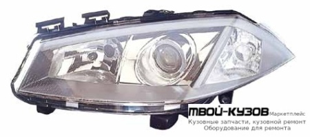 ФАРА ЛЕВАЯ СТОРОНА (КСЕНОН) ЛИНЗОВАННАЯ С КОРРЕКТОР ВНУТРИ (DEPO) ХРОМ для Renault MEGANE (2003-2007)