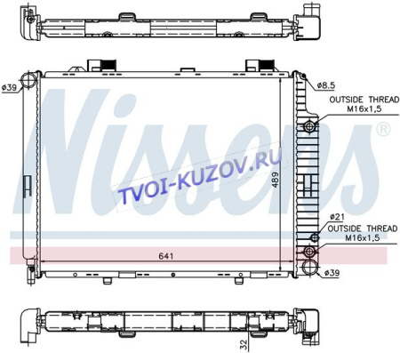 РАДИАТОР 640x489 E200/230/220D M/A +A/C  - для MERCEDES W210