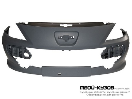 БАМПЕР ПЕРЕДНИЙ С ОТВЕРСТИЯМИ ПОД ОМЫВАТЕЛЬ ФАР ГРУНТ (ТАЙВАНЬ) для Peugeot 307 (2005-)