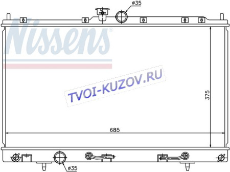 РАДИАТОР 375x688 1.3/1,6/2.0 A +A/C  - для MITSUBISHI LANCER