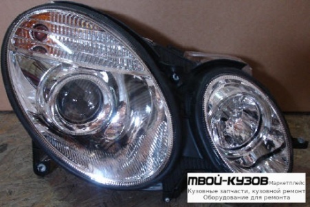 ФАРА ЛЕВАЯ + ПРАВАЯ (КОМПЛЕКТ) ТЮНИНГ ЛИНЗОВАННАЯ (КСЕНОН) (DEVIL EYES) С КОРРЕКТОР (SONAR) ВНУТРИ ХРОМ для Mercedes W211 (07.2002-)