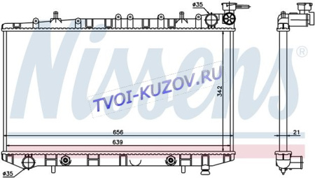 РАДИАТОР 648x340 1.8-16V(P10) 2,0-16V (ALMERA98-)  - для NISSAN PRIMERA