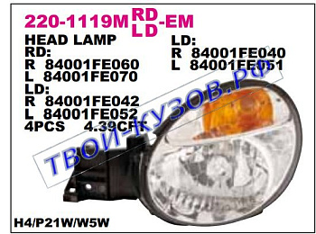 impreza фара левая (в сборе с электро корректором) 220-1119LMLD-EM