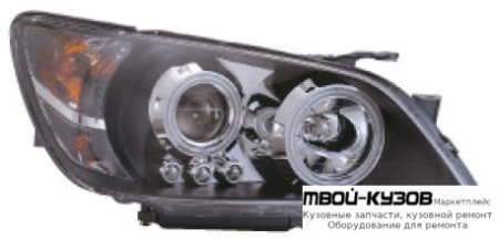 ФАРА ЛЕВАЯ + ПРАВАЯ (КОМПЛЕКТ) ТЮНИНГ ПОД КОРРЕКТОР (КСЕНОН) ЛИНЗОВАННАЯ С СВЕТЯЩИЙСЯ ОБОДК (EAGLE EYES) ВНУТРИ ЧЁРНЫЙ-ХРОМ для Lexus IS 200 / 300 (01.1999-)