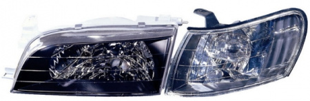 COROLLA (AE101 правая сторонаЫЙ РУЛЬ) ФАРА, УКАЗАТЕЛЬ ПОВОРОТА лев., прав. (КОМПЛЕКТ) ТЮНИНГОВАН. прозрачн. хрустальн. RHD ВНУТРИ черного цвета