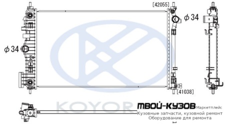 РАДИАТОР ОХЛАЖДЕНИЯ AT 2 (turbo) (бензин) (KOYO) для Opel INSIGNIA (2008-)