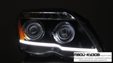 ФАРА ЛЕВАЯ + ПРАВАЯ (КОМПЛЕКТ) ТЮНИНГ С СВЕТЯЩ.СЕКЦИЯМИ , ДИОД УКАЗАТЕЛЬ ПОВОРОТА 4 ЛИНЗОВАННАЯ БЕЗ КОРРЕКТОР (EAGLE EYES) ВНУТРИ ЧЁРНЫЙ для Mercedes X204 GLK-CLASS (2008-)