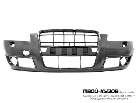 БАМПЕР ПЕРЕДНИЙ С ОТВЕРСТИЯМИ ПОД ОМЫВАТЕЛЬ ФАР , ПОД ДАТЧИКИ ГРУНТ (ТАЙВАНЬ) для Audi A6 (04.2004-)