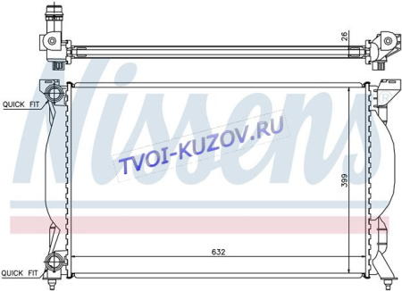 РАДИАТОР 632х408 1,6/1,8i/1,9TDi +/- A/C  - для AUDI A4