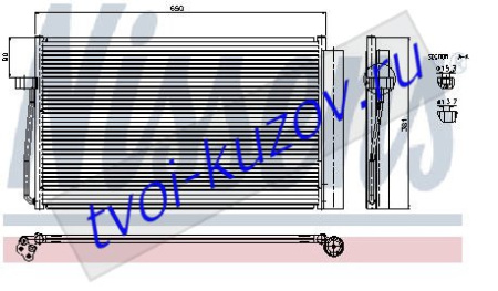 E60 (E63 04-E65 01-) КОНДЕНСАТОР КОНДИЦ (NISSENS) (NRF) (GERI) (см.каталог)