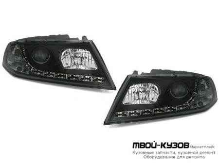 ФАРА ЛЕВАЯ + ПРАВАЯ (КОМПЛЕКТ) ТЮНИНГ ЛИНЗОВАННАЯ (DEVIL EYES) (SONAR) ВНУТРИ ЧЁРНЫЙ для Skoda OCTAVIA (2004-2008)