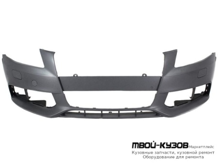 БАМПЕР ПЕРЕДНИЙ С ОТВЕРСТИЯМИ ПОД ОМЫВАТЕЛЬ ФАР , БЕЗ ОТВ ПОД ДАТЧИКИ ГРУНТ (ТАЙВАНЬ) для Audi A4 (2007-2011)