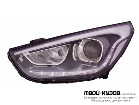 ФАРА ЛЕВАЯ СТОРОНА ЛИНЗОВАННАЯ ПОД КОРРЕКТОР , С 2 ДИОД , ВНУТРИ ЧЁРНЫЙ (DEPO) для Hyundai IX35 (2010-)