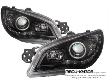 ФАРА ЛЕВАЯ + ПРАВАЯ (КОМПЛЕКТ) ТЮНИНГ (DEVIL EYES) ЛИНЗОВАННАЯ (JUNYAN) ВНУТРИ ЧЁРНЫЙ для Subaru IMPREZA (2001-)