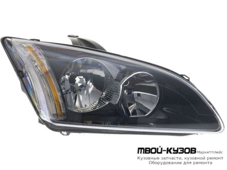 ФАРА ПРАВАЯ СТОРОНА +/- ПОД КОРРЕКТОР ВНУТРИ (DEPO) ЧЁРНЫЙ для Ford FOCUS (2005-)