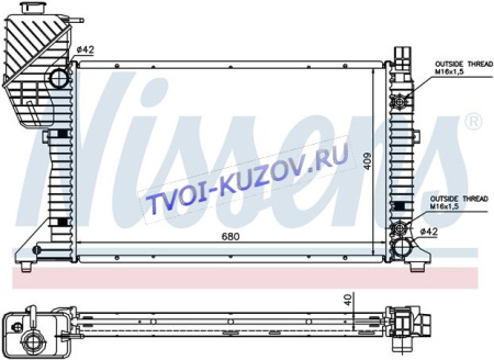 РАДИАТОР 680x409 2,2/2,3D/2,9TDi A +/- AC  - для MERCEDES SPRINTER