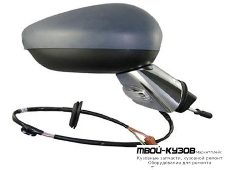 ЗЕРКАЛО ПРАВАЯ СТОРОНА ЭЛЕКТР С ПОДОГРЕВОМ , АВТОСКЛАДЫВ ТЕМПЕР ДАТЧИК ХРОМ КРОНШТЕЙН (CONVEX) ГРУНТ (ТАЙВАНЬ) для Citroen C3 (2009-) / DS3 (2010-)