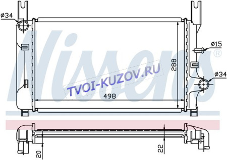 РАДИАТОР 500x307 1,4/1,6/1,8D  - для FORD FIESTA