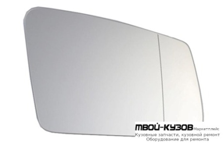 СТЕКЛО ЗЕРКАЛА ПРАВАЯ СТОРОНА С ПОДОГРЕВОМ (ASPHERICAL) (ТАЙВАНЬ) для Mercedes W204 (2007-)