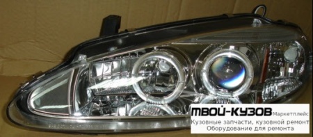 ФАРА ЛЕВАЯ + ПРАВАЯ (КОМПЛЕКТ) ТЮНИНГ ЛИНЗОВАННАЯ С 2 СВЕТЯЩИЙСЯ ОБОДК (SONAR) ВНУТРИ ХРОМ для Dodge INTREPID (1998-2004)