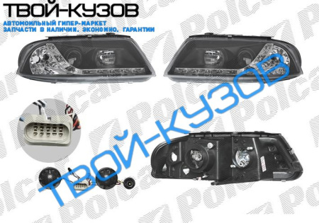 PASSAT 00-05 ФАРЫ ТЮНИНГ ДНЕВНОЙ СВЕТ+ЛИНЗА ПРОЗРАЧНЫЕ ЧЕРНЫЕ