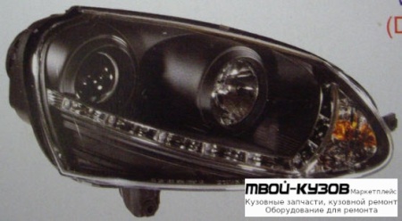 ФАРА ЛЕВАЯ + ПРАВАЯ (КОМПЛЕКТ) ТЮНИНГ (DEVIL EYES) (КСЕНОН) ЛИНЗОВАННАЯ (SONAR) ВНУТРИ ЧЁРНЫЙ для Volkswagen GOLF V (10.2003-)