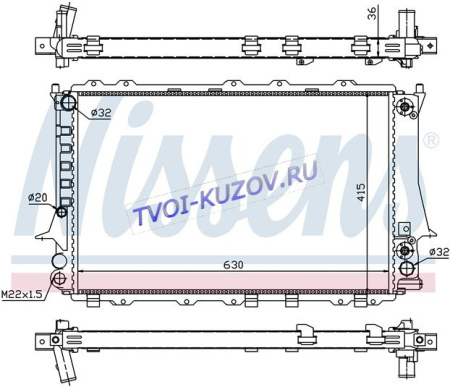 РАДИАТОР 630х390 2,8 A +/- АС 12.90-92  - для AUDI 100 РАДИАТОР 630х390 2,8 A +/- АС 12.90-92  - для AUDI 100