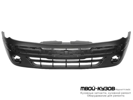 БАМПЕР ПЕРЕДНИЙ С ОТВЕРСТИЯМИ ПОД ПРОТИВОТУМАННЫЕ ФАРЫ (Италия) ЧЁРНЫЙ для Renault SCENIC (08.1999 - 2003)