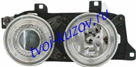 E34 (E32) ФАРА лев. и прав. (КОМПЛЕКТ) ТЮНИНГОВАН. с 2 СВЕТЯЩ ОБОДК В СБОРЕ (DEPO)