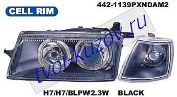 vectra фара +указ.поворота л+п (комплект) тюнинг (depo) линзован с 2 светящ ободк внутри черн 442-1139PXNDAM2