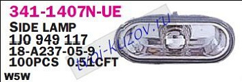 passat {golf iv/bora/sharan 01-} повторитель поворота в крыло л=п прозрачн 341-1407N-UE