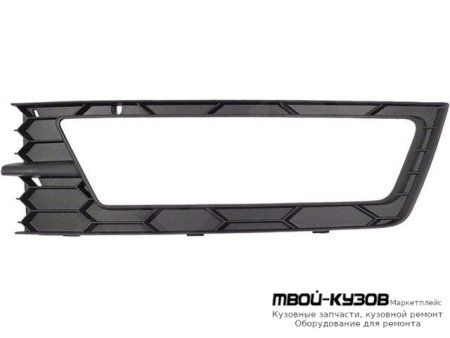 РЕШЕТКА БАМПЕРА ПЕРЕДНИЙ ЛЕВАЯ СТОРОНА С ОТВЕРСТИЯМИ ПОД ПРОТИВОТУМАННЫЕ ФАРЫ (КИТАЙ) для Skoda RAPID (2014-)