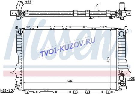 РАДИАТОР 630х390 2,6/2,8 МКПП +/- АС  - для AUDI 100