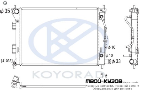 РАДИАТОР ОХЛАЖДЕНИЯ AT (KOYO) для Hyundai ELANTRA / AVANTE (2010-), Hyundai I30 (2012-), KIA CERATO (2013-2018), KIA SOUL (2010-)