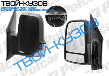 CRAFTER 05- ЗЕРКАЛО R МЕХ., С ПОВОРОТНИКОМ, ВЫПУКЛ.,ХРОМ