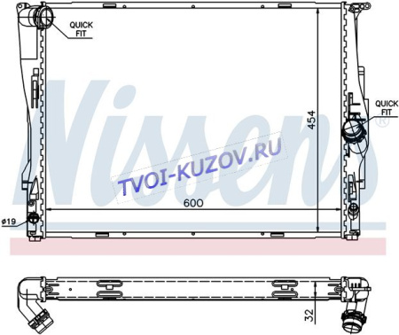 РАДИАТОР 600x460 M/A +/-AC 1,6/2,0/2,8/3,0/3,5