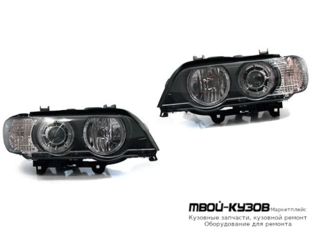 ФАРА ЛЕВАЯ + ПРАВАЯ (КОМПЛЕКТ) (КСЕНОН) ТЮНИНГ С СВЕТЯЩИЙСЯ ОБОДК ДИОД ЛИНЗОВАННАЯ С КОРРЕКТОР ВНУТРИ ЧЁРНЫЙ -D2S- (DEPO) для BMW E53 X5 (1999-2004.2004 - 2006)