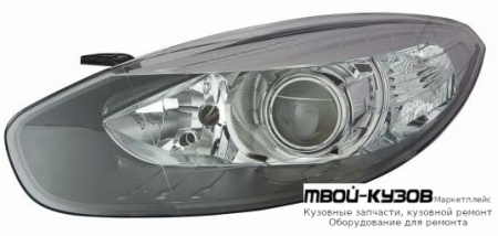 ФАРА ПРАВАЯ СТОРОНА ЛИНЗОВАННАЯ С КОРРЕКТОР , ВНУТРИ ЧЁРНЫЙ (DEPO) для Renault FLUENCE (2010-)
