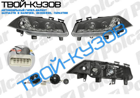 MEGANE II 03- ФАРЫ ДНЕВНОЙ СВЕТ ПРОЗРАЧНЫЕ ТЮНИНГ КОМПЛЕКТ ЧЕРНЫЕ