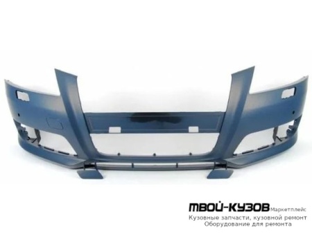 БАМПЕР ПЕРЕДНИЙ С ОТВ ПОД ДАТЧИКИ , П/ОМЫВАТЕЛЬ ФАР ГРУНТ (ТАЙВАНЬ) для Audi A4 (2007-2011)