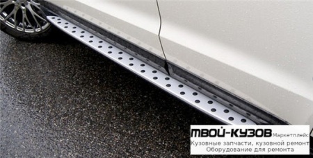 ПОРОГ-ПОДНОЖКА ЛЕВАЯ + ПРАВАЯ (КОМПЛЕКТ) BMW STYLE для Hyundai SANTA FE (2006-2011)