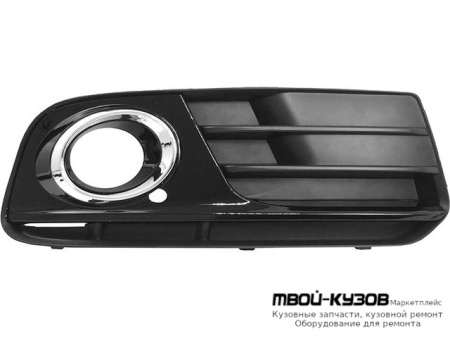 РЕШЕТКА БАМПЕРА ПЕРЕДНИЙ ПРАВАЯ СТОРОНА С ОТВЕРСТИЯМИ ПОД ПРОТИВОТУМАННЫЕ ФАРЫ , ХРОМ МОЛДИНГ (ТАЙВАНЬ) для Audi Q5 (2008-2017)