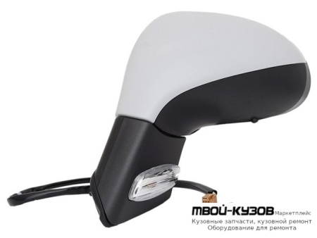 ЗЕРКАЛО ЛЕВАЯ СТОРОНА ЭЛЕКТР С ПОДОГРЕВОМ , УКАЗАТЕЛЬ ПОВОРОТА 2 + 5 КОНТ (CONVEX) ГРУНТ (ТАЙВАНЬ) для Peugeot 207 (2005-)