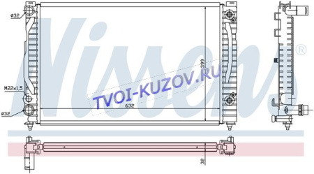 РАДИАТОР 632x398 1,6E/1,8 E 20V/Turbo/1,9 TDi A  - для AUDI A4
