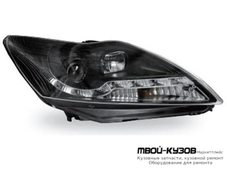 ФАРА ЛЕВАЯ + ПРАВАЯ (КОМПЛЕКТ) ТЮНИНГ ЛИНЗОВАННАЯ (DEVIL EYES) , КОРРЕКТОР (JUNYAN) ВНУТРИ ЧЁРНЫЙ для Ford FOCUS (2008-2010)