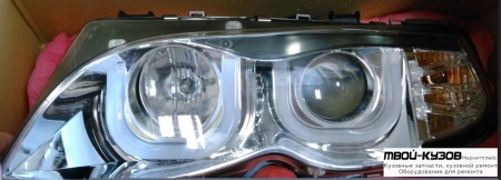 ФАРА ЛЕВАЯ + ПРАВАЯ (КОМПЛЕКТ) ТЮНИНГ ЛИНЗОВАННАЯ С 2 СВЕТЯЩ.СЕКЦИЯМИ С КОРРЕКТОР ВНУТРИ ХРОМ для BMW E46 СЕДАН / УНИВЕРСАЛ (05.1998 - 08.2001) (09.2001 - 2003)