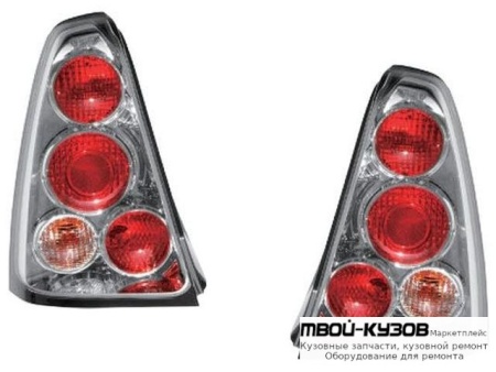 ФОНАРЬ ЗАДНИЙ ВНЕШНИЙ ЛЕВАЯ + ПРАВАЯ (КОМПЛЕКТ) ТЮНИНГ (JUNYAN) ВНУТРИ ХРОМ для Renault LOGAN (2005-2014)